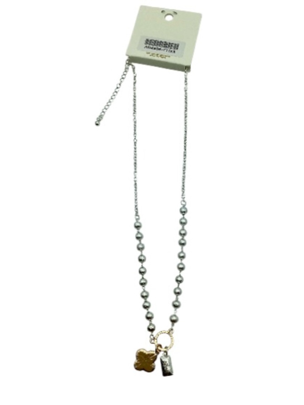 Evermore Quarterfoil Two-Tone Beaded Necklace (NWT) - Picture 5 of 16